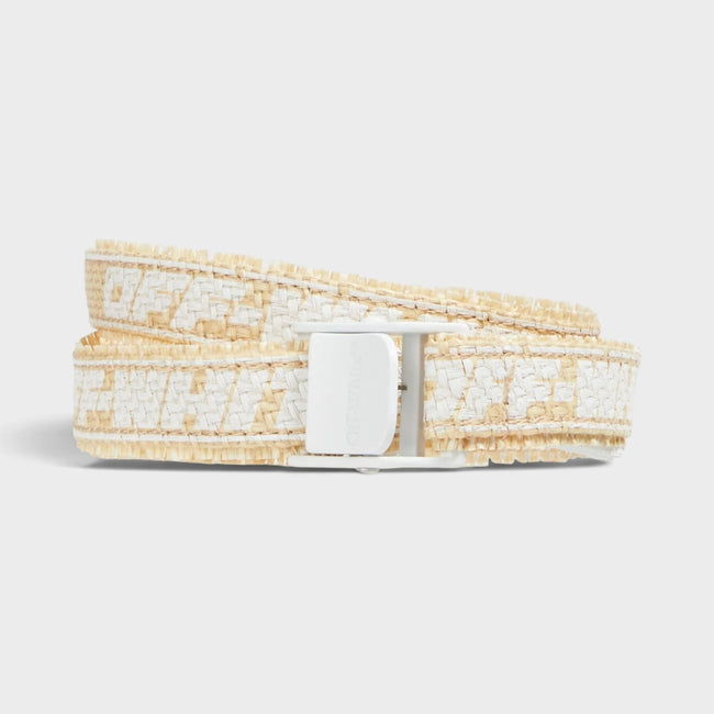 Ceinture en raphia imprimé industriel beige
