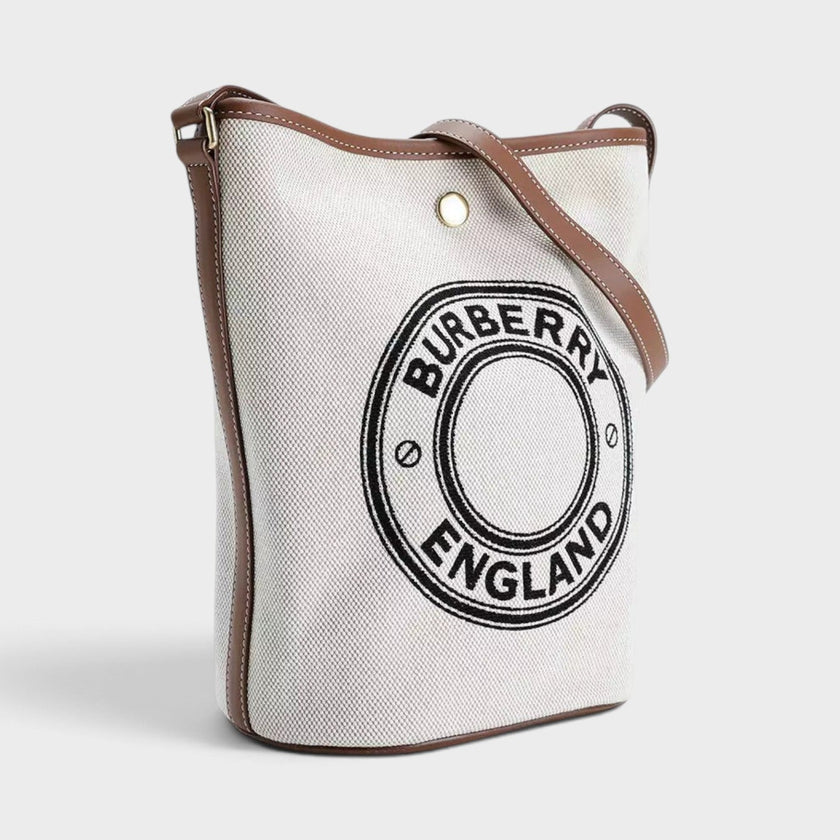 Roundel Medium Bucket Bag Dark Wheat Beige