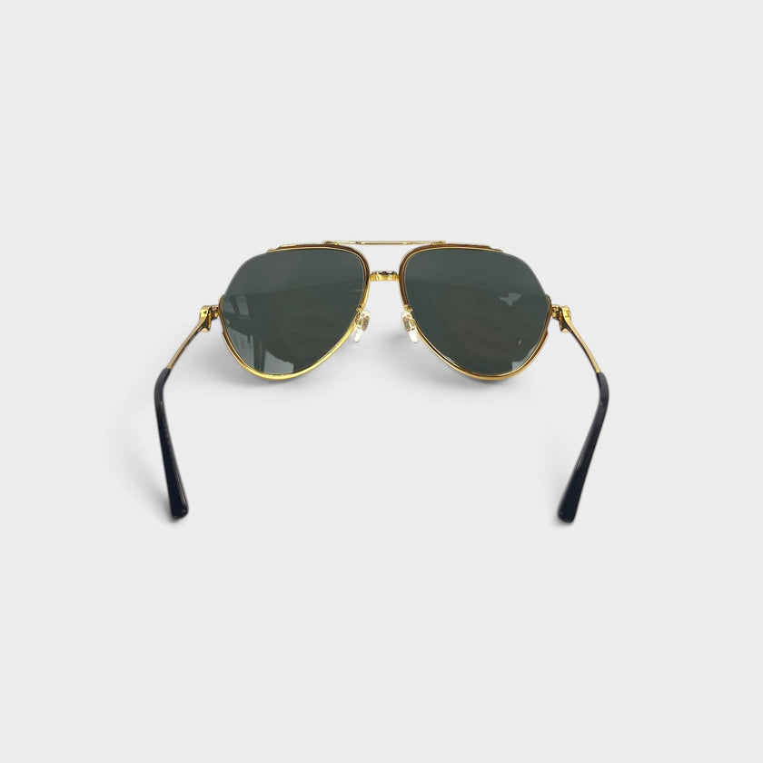 Rounded Frame Sunglasses Gold Black