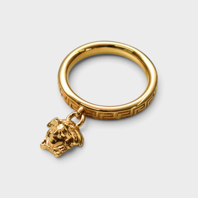 Bague Greca avec tête de Méduse dorée