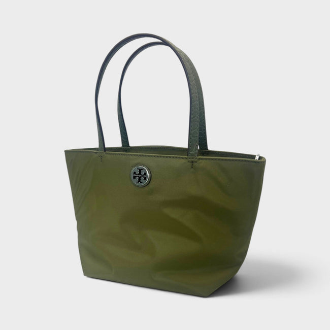 Mini sac fourre-tout en matières mélangées nylon vert kaki