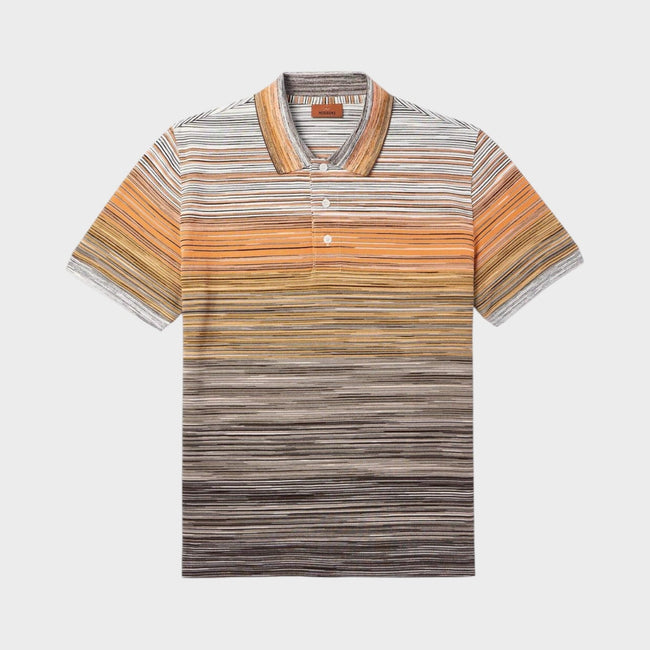 Polo en piqué de coton teint par espace multicolore