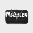 Nylon Graffiti Skull Small Crossbody Bag Black White