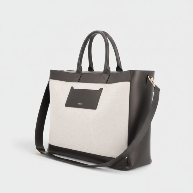 Sac cabas réversible Ormond en toile et cuir beige noir