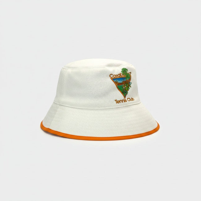 Bob blanc et orange avec icône Tennis Club imprimée