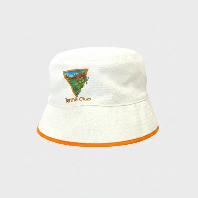 Bob blanc et orange avec icône Tennis Club imprimée
