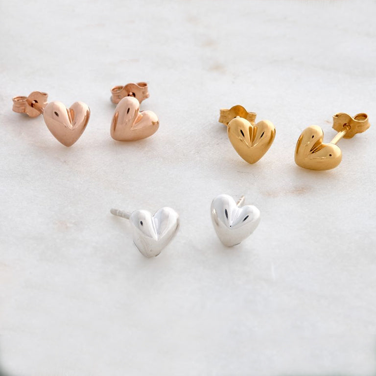 Sweetheart Silver Stud Earrings