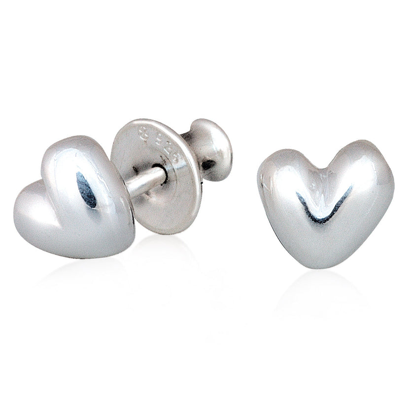 Pendientes de tuerca de plata Corazón