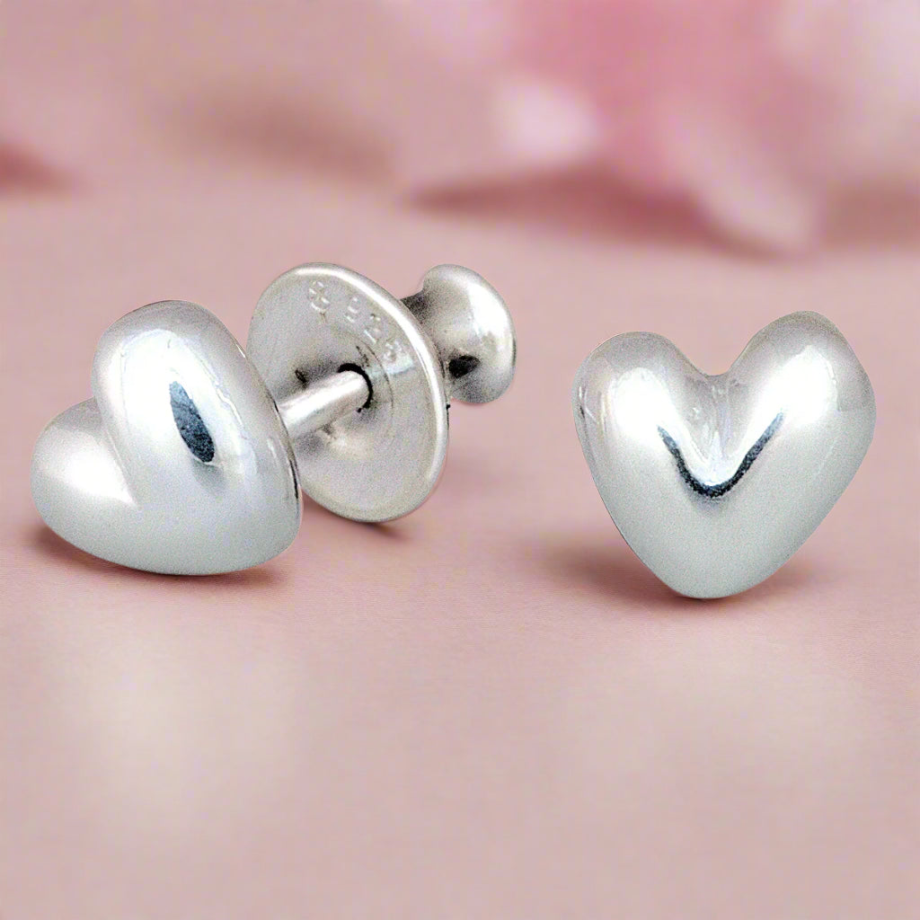 Sweetheart Silver Stud Earrings