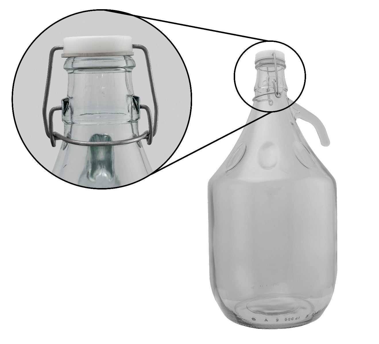 Glass Demijohn 5L 6 Pack Swing Top Cap, Airlock, Bung & Tube