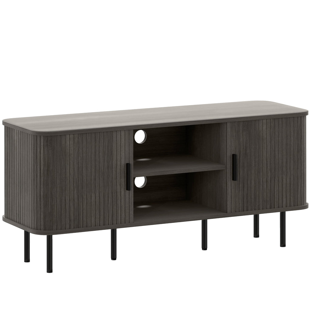 HOMCOM TV Stand Cabinet for TVs up to 55 Inches, TV Unit with Storage Shelves and Cupboard for Living Room, Grey