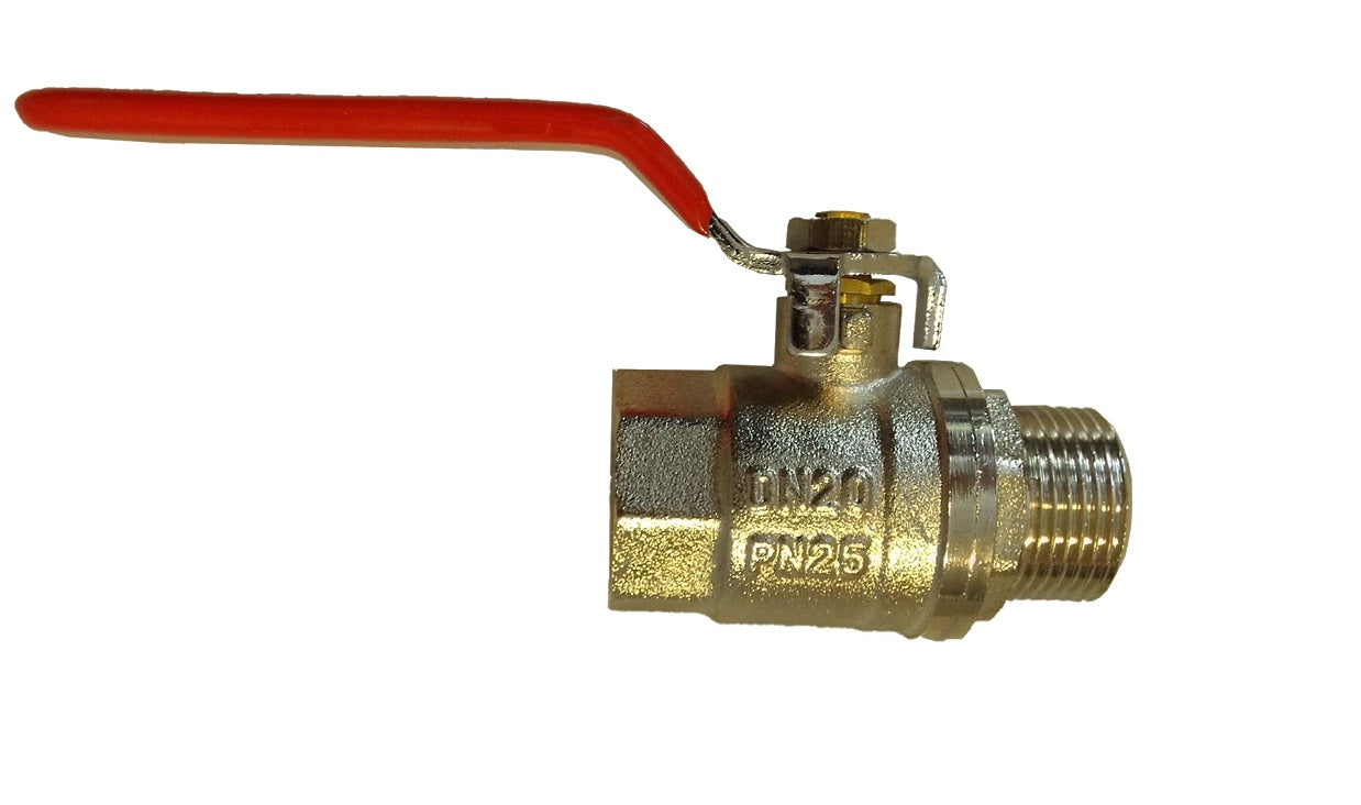 Brass Nickel-Plated Lever Valve 3/4" BSPM-F