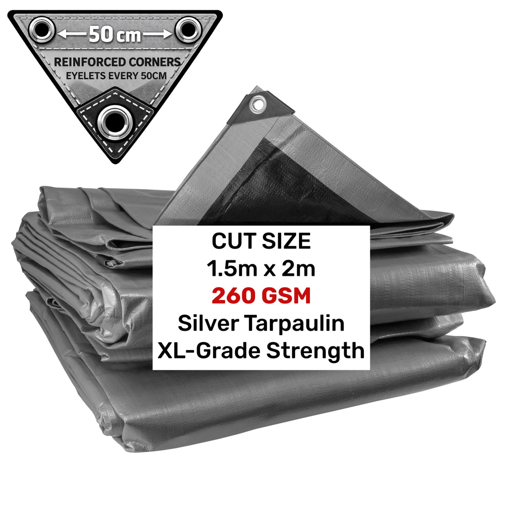 Silver XL-Grade Tarpaulin 1.5m x 2m