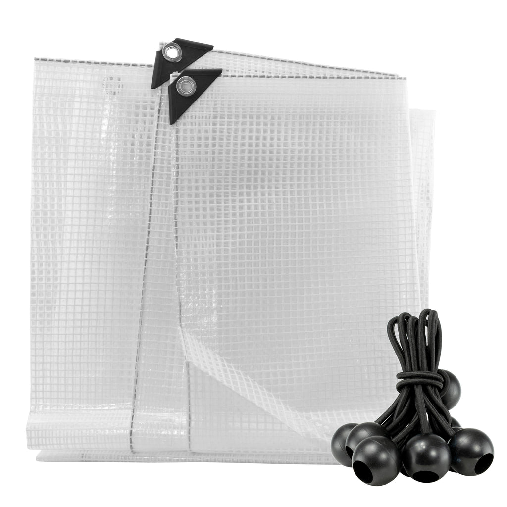 Clear XL-Grade Tarpaulin with Bungee Balls (Black)