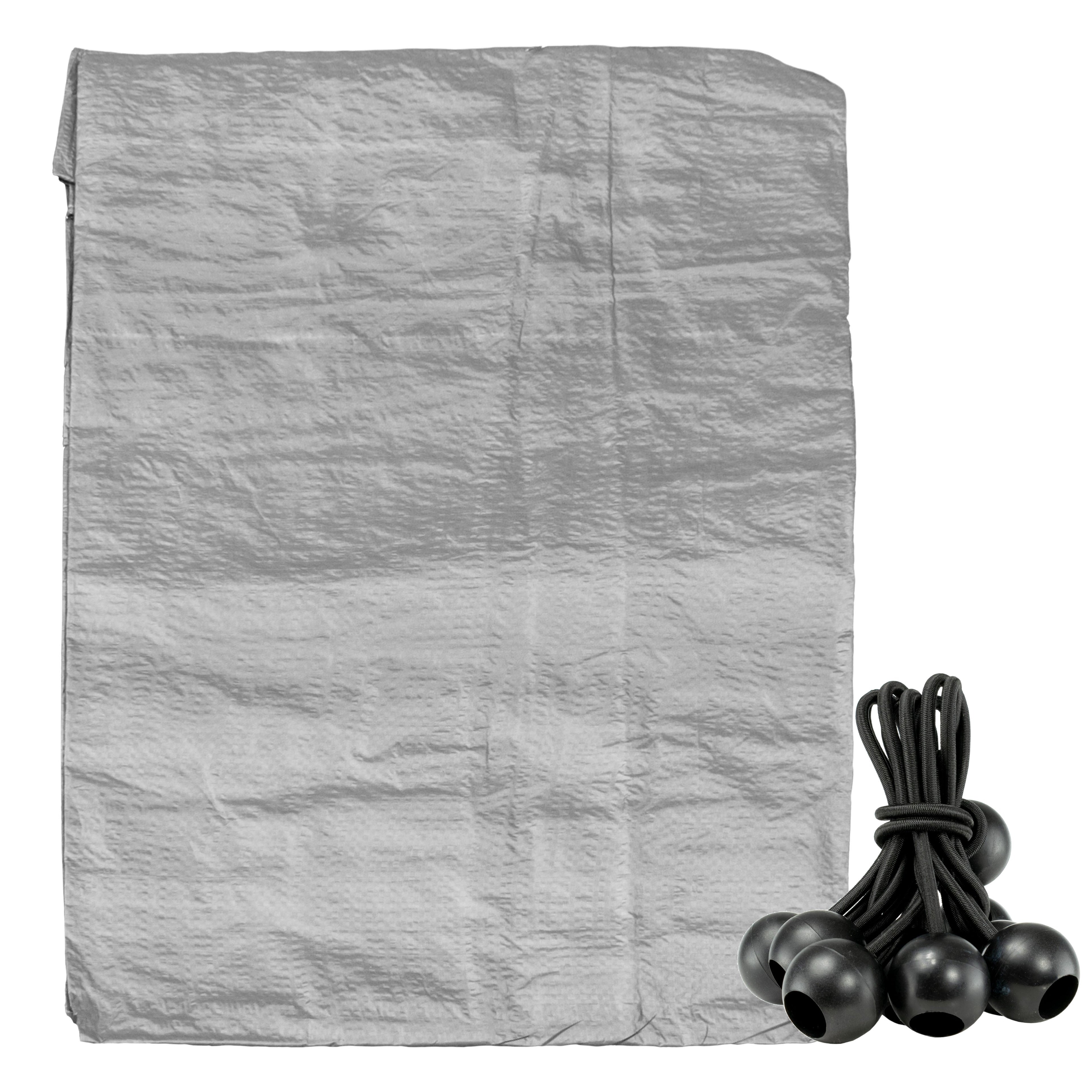 Grey S-Grade Tarpaulin with 10 x 6" Bungee Balls (Black)