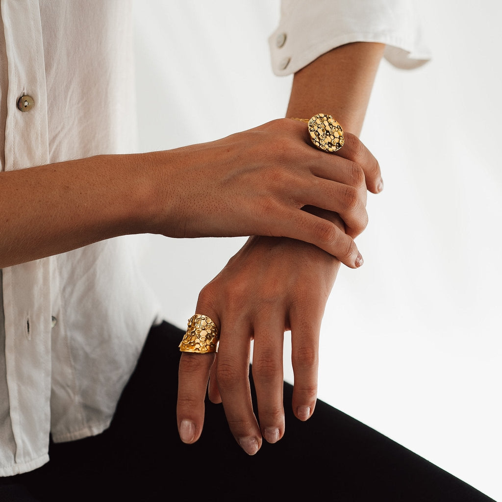 Gold Statement Saddle Ring - Hemera