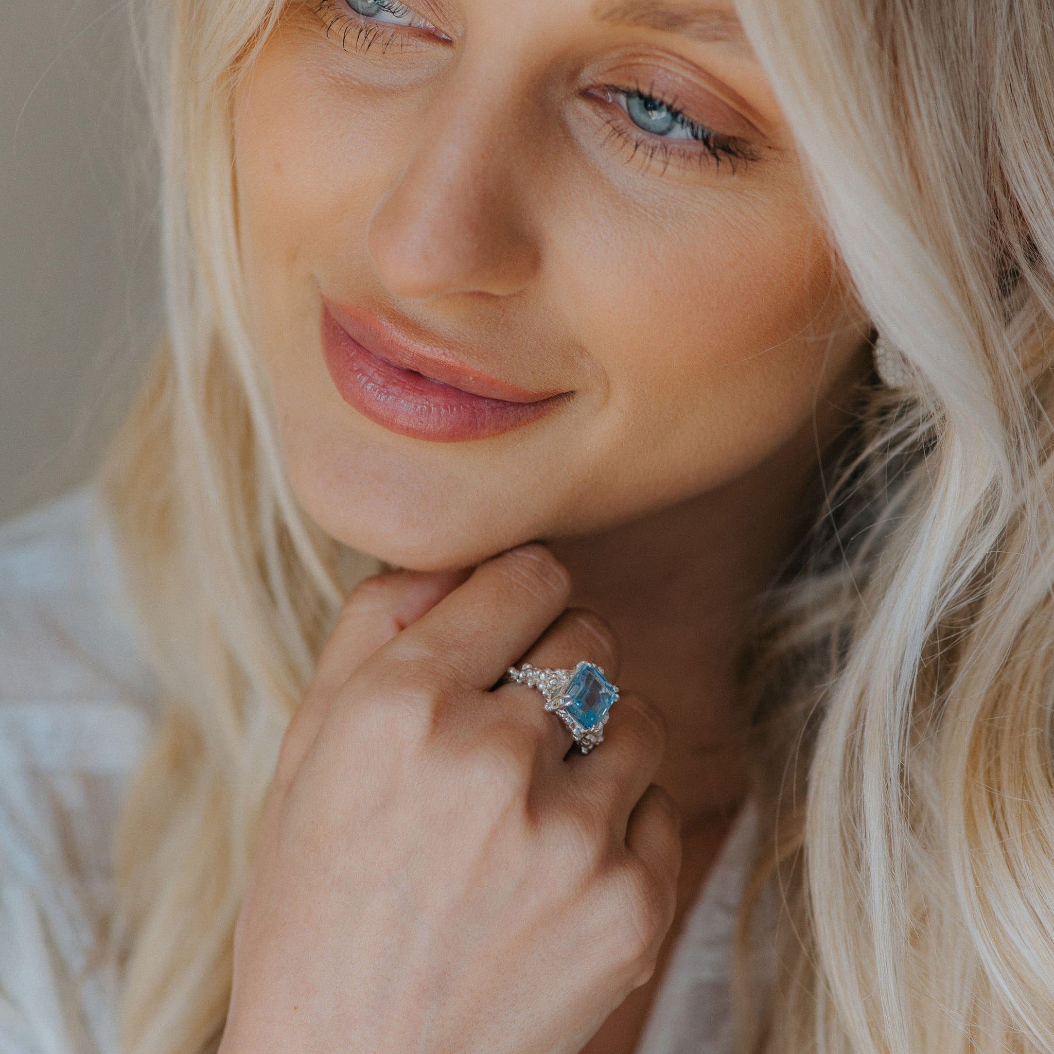 Silver Sky Blue Topaz Ring - Aurelia