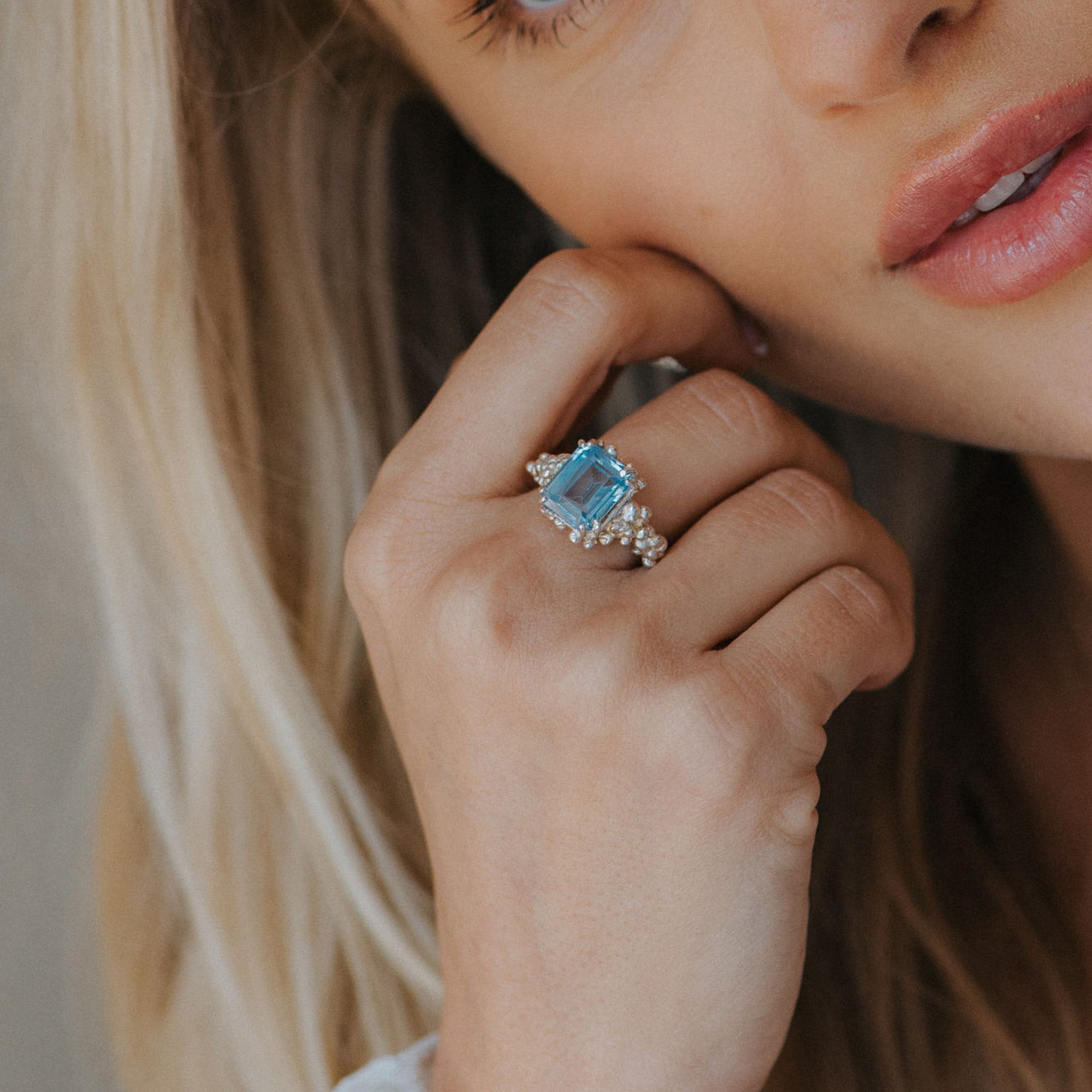 Silver Sky Blue Topaz Ring - Aurelia