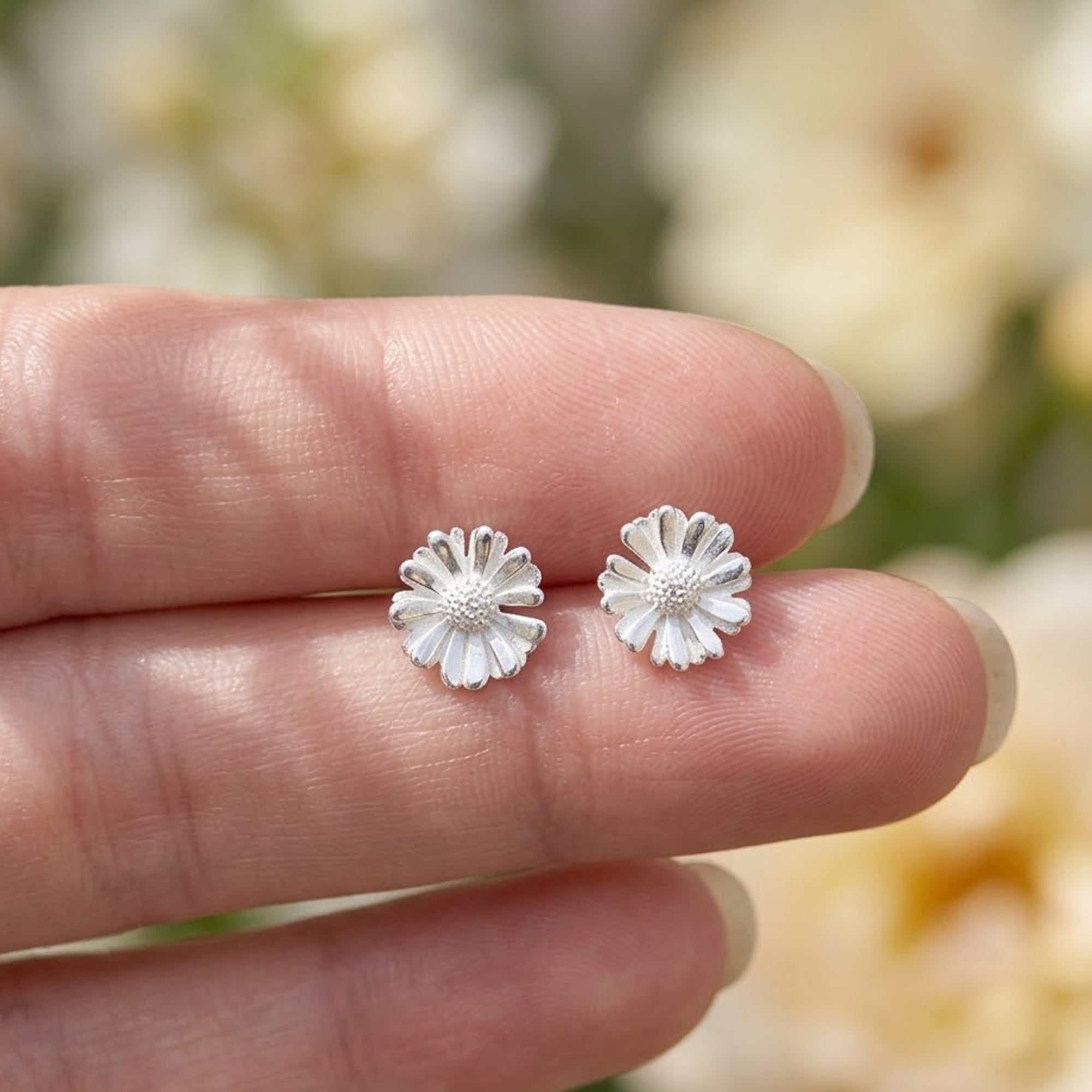Daisy Tiny Silver Stud Earrings