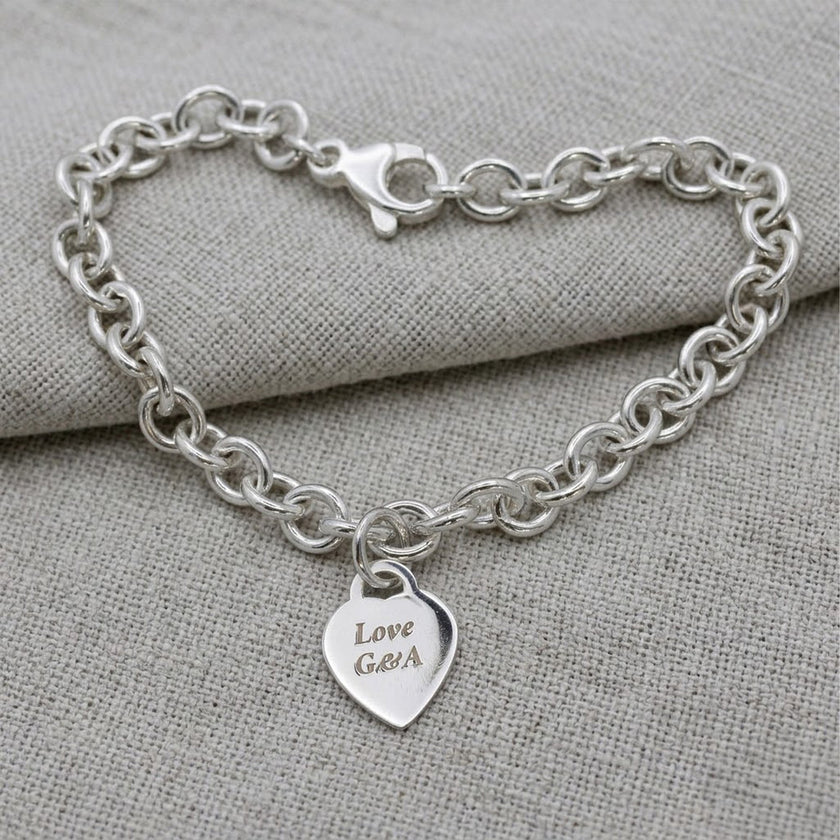 Tiny Heart Tag Personalised Silver Charm Bracelet