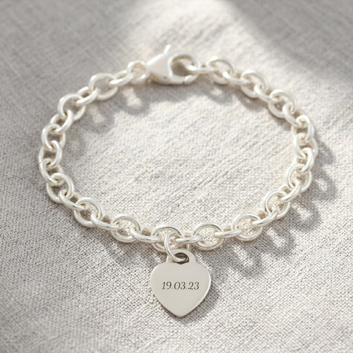 Tiny Heart Tag Personalised Silver Charm Bracelet