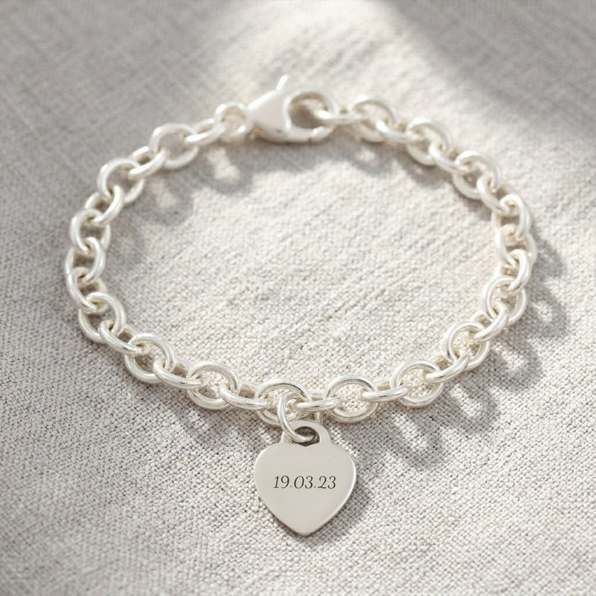 Tiny Heart Tag Personalised Silver Charm Bracelet