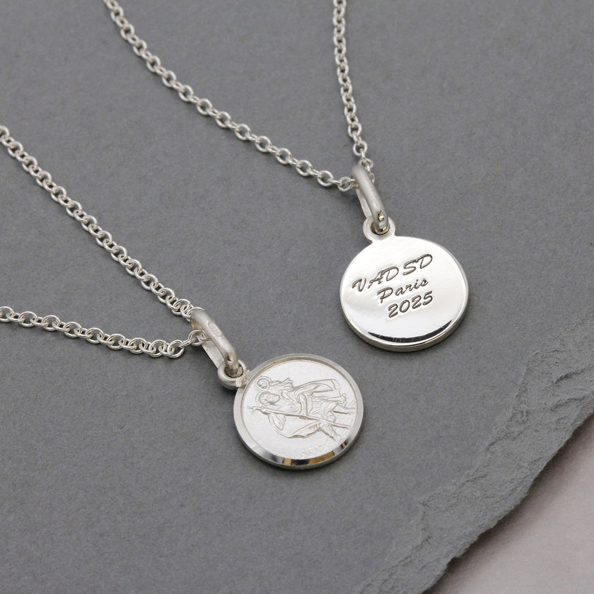 Classic Tiny St Christopher Necklace Sterling Silver 10mm