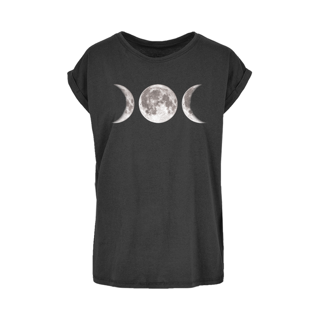 Triple Goddess Women’s Extended Shoulder T‑Shirt XS-5XL | 100% Cotton Moon Phase Tee