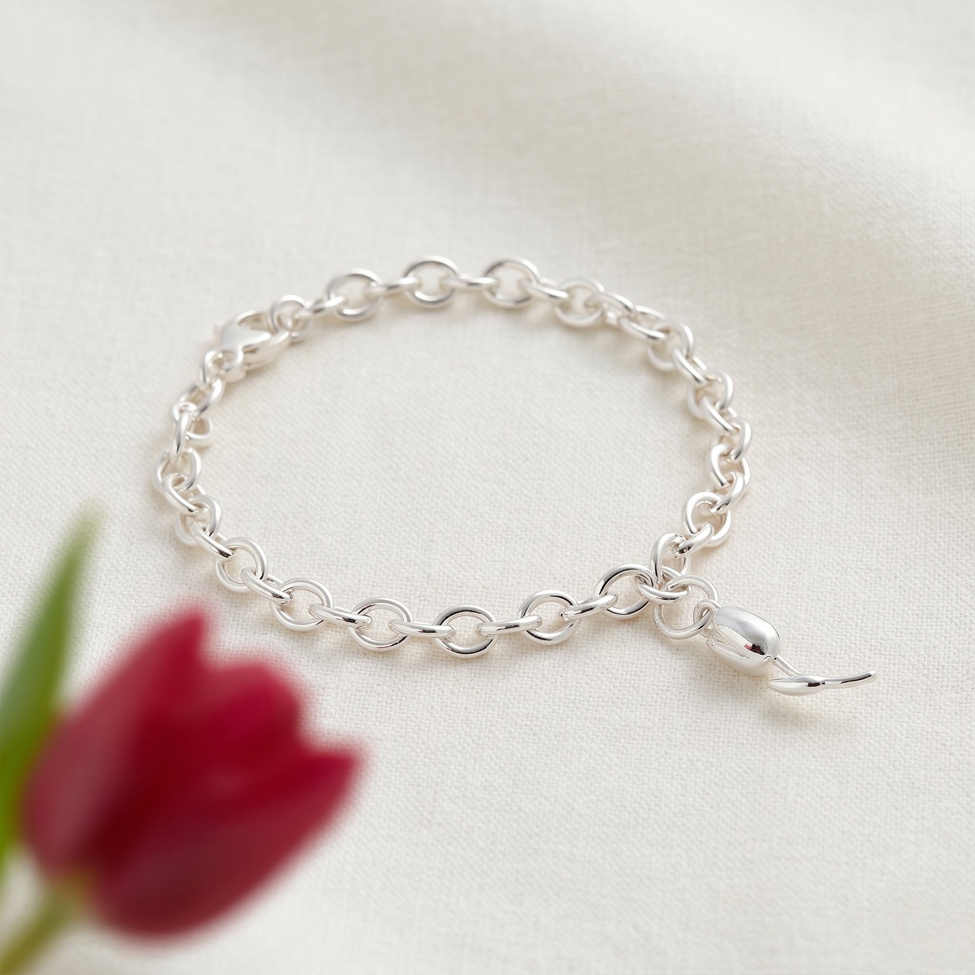 Tulip Flower Silver Charm