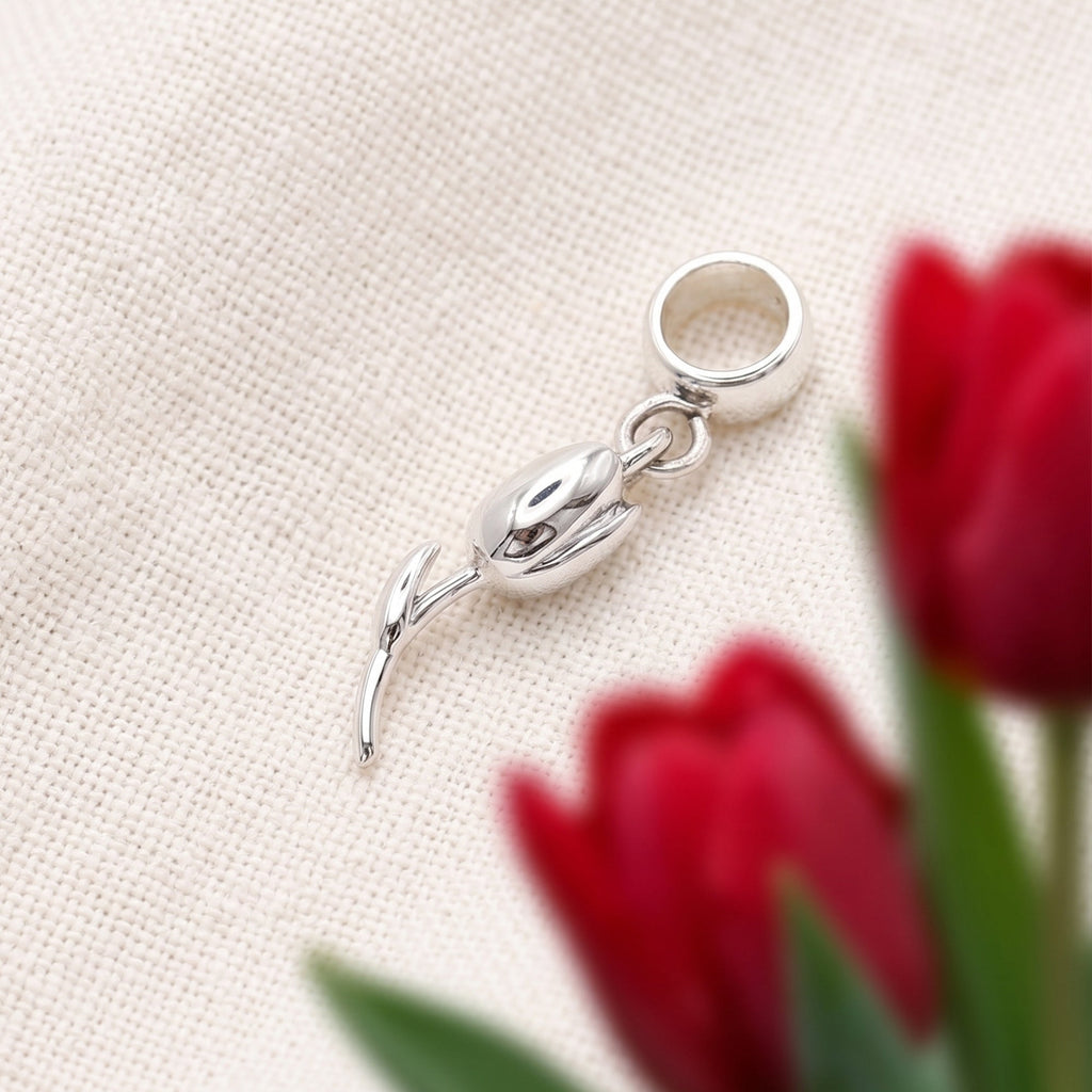 Tulip Flower Silver Charm