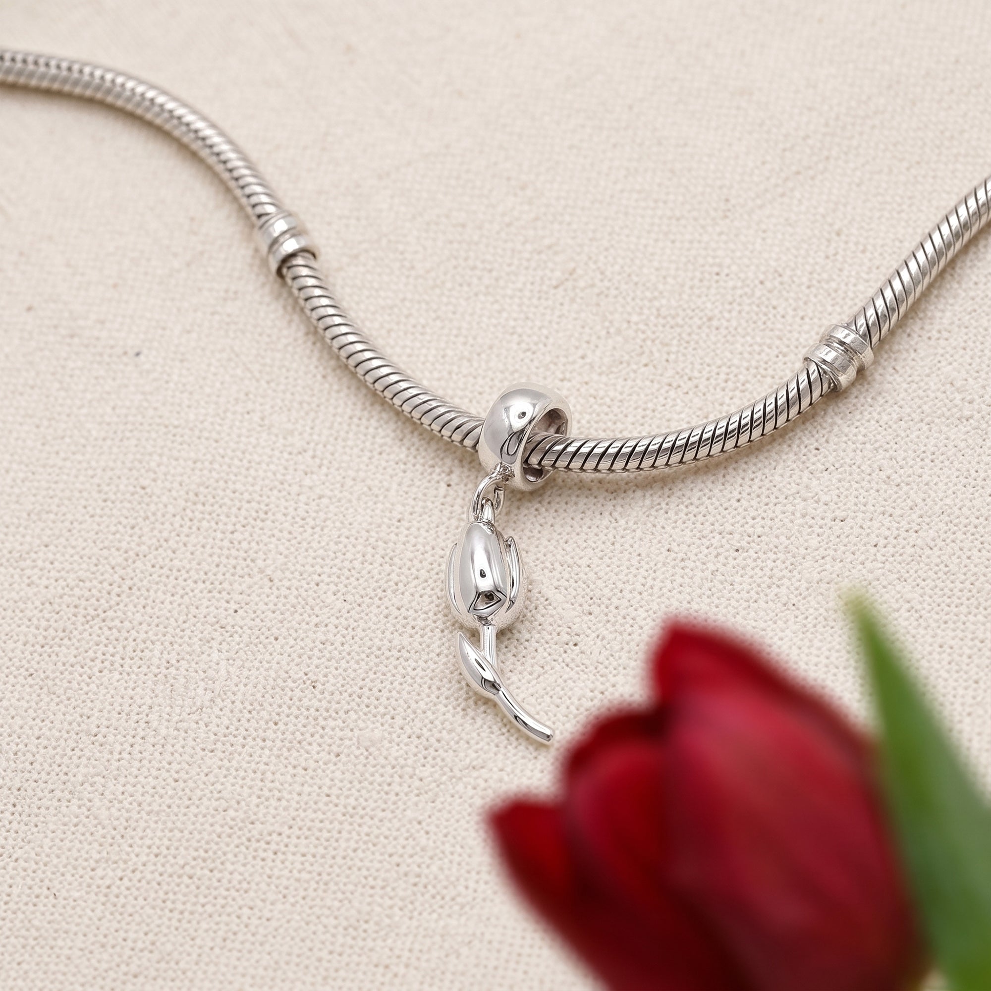 Tulip Flower Silver Charm