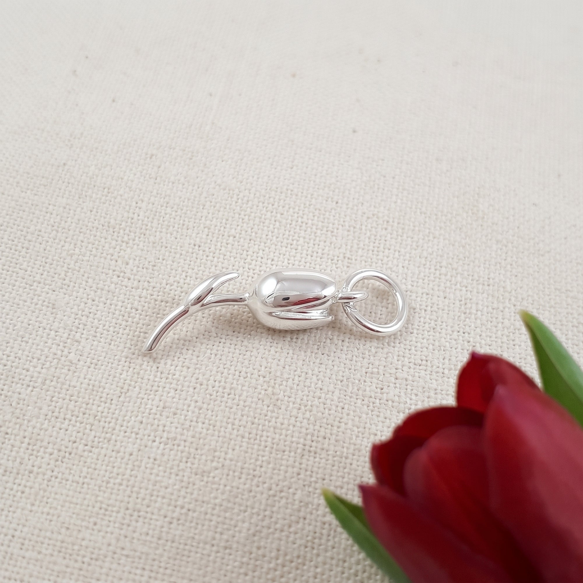 Tulip Flower Silver Charm
