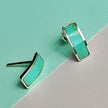Turquoise Sterling Silver Rectangle Stud Earrings