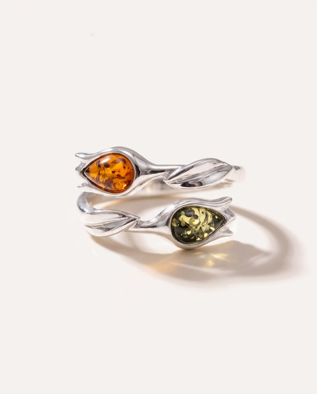 Two Tone Amber Tulip Ring
