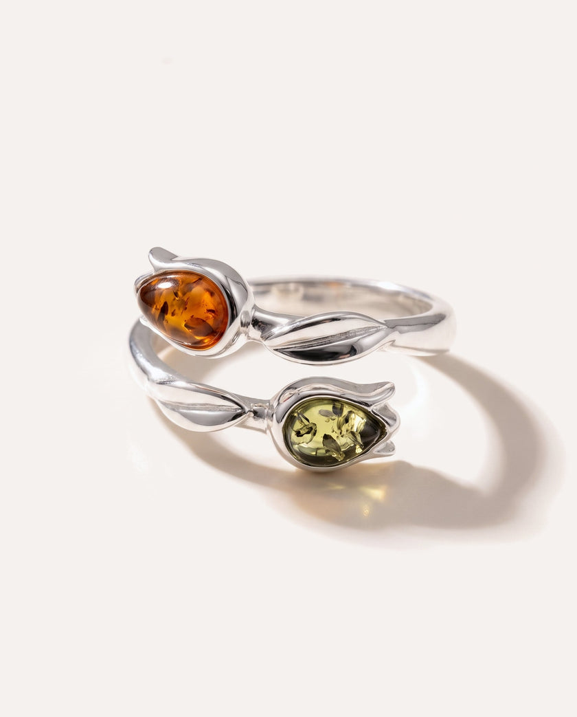 Two Tone Amber Tulip Ring