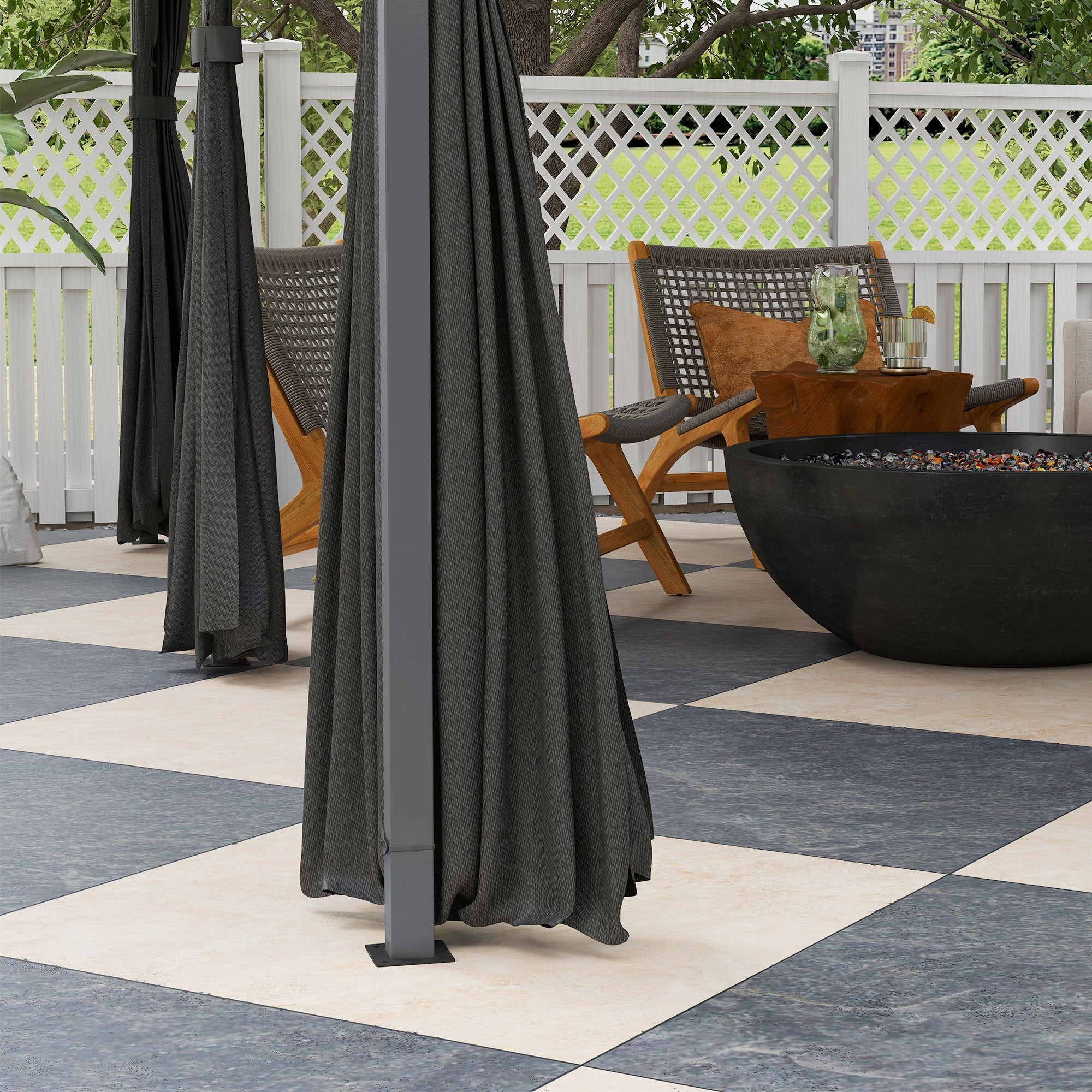 Outsunny 3 x 4m Steel Gazebo, with Curtains - Black