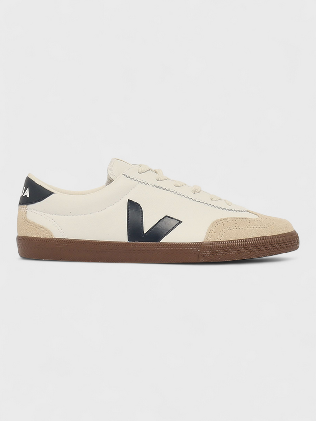 Veja Volley Suede Trimmed Leather Trainers White