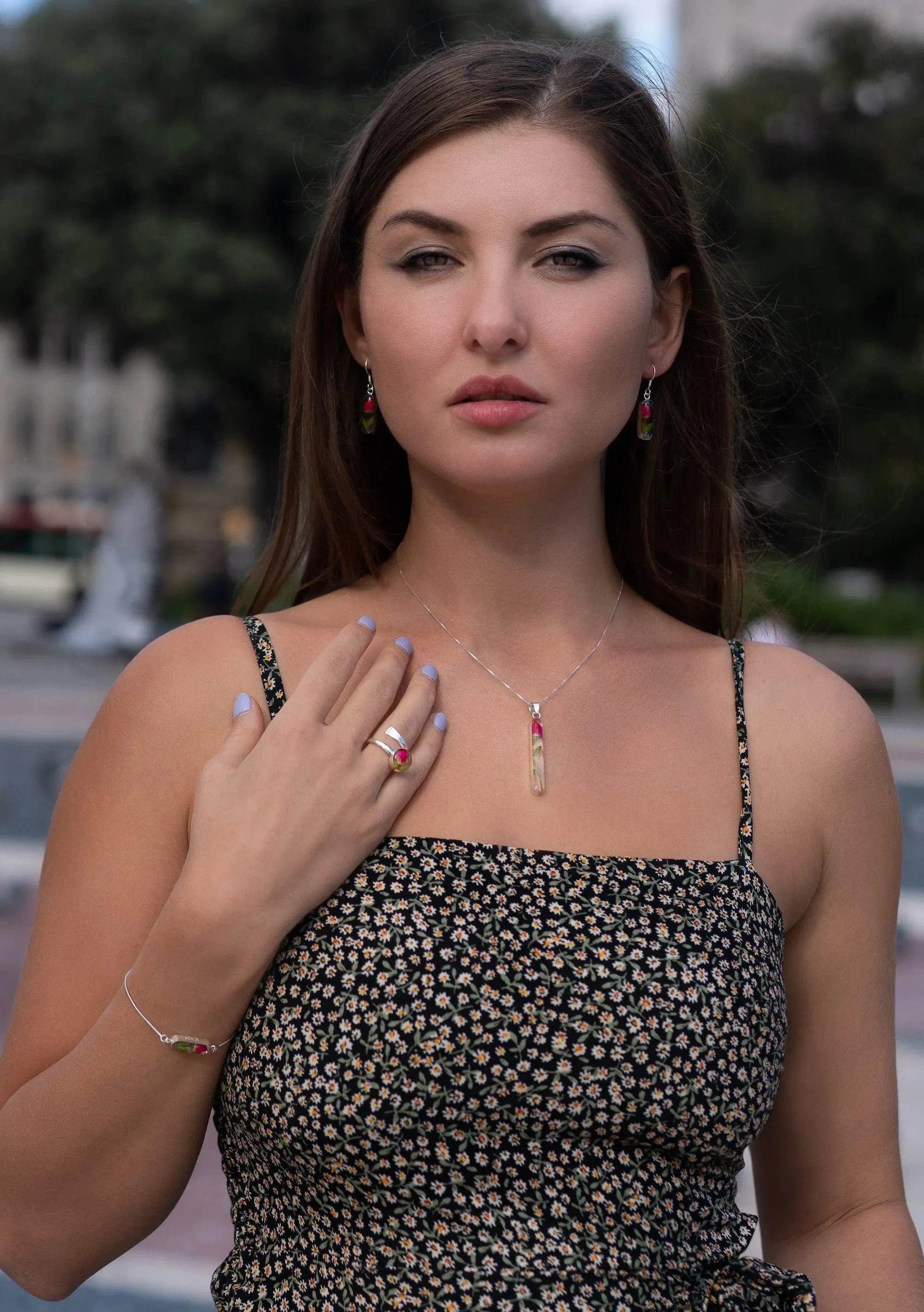 Miniature Rose Pendant Necklace