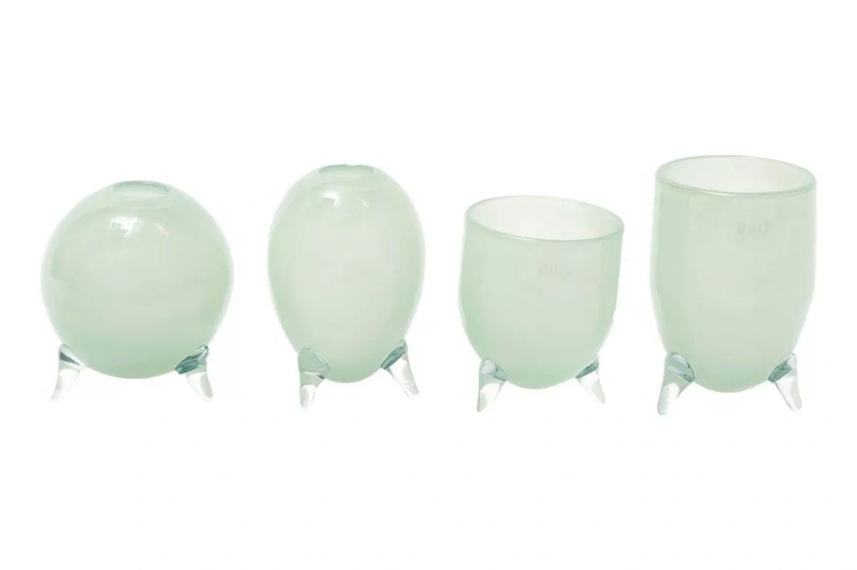 EVITA Vase with Feet - Set of 4pcs - Elegant Home Décor in Multiple Colors, Handcrafted Glass Vase, Unique Handmade Home Decoration