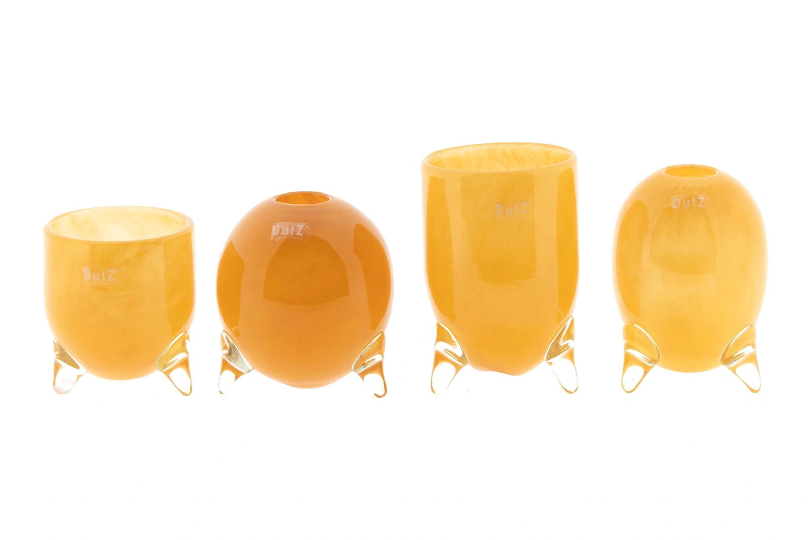 EVITA Vase with Feet - Set of 4pcs - Elegant Home Décor in Multiple Colors, Handcrafted Glass Vase, Unique Handmade Home Decoration