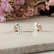 Violet Flower Silver & Rose Gold Stud Earrings