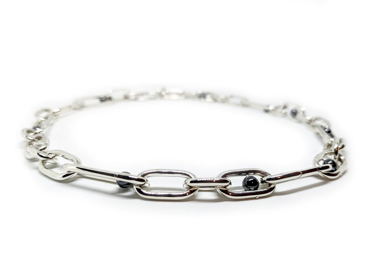 Einzigartiges, einmaliges Armband/Halskette aus Hämatit mit anpassbarer Silberkette