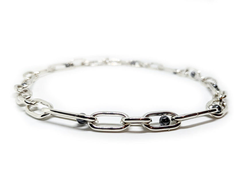 Einzigartiges, einmaliges Armband/Halskette aus Hämatit mit anpassbarer Silberkette