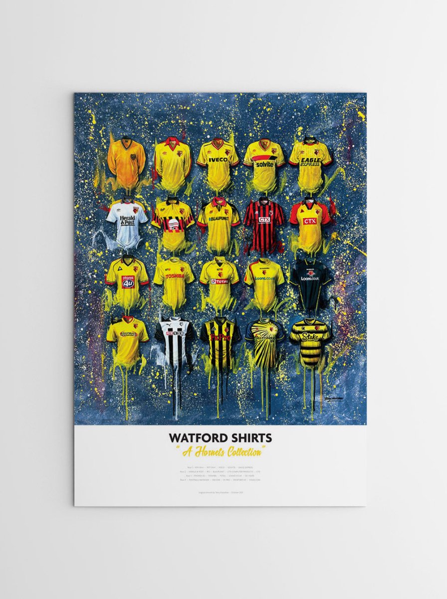 Watford FC Shirts - A2 Signed Limited Edition Prints