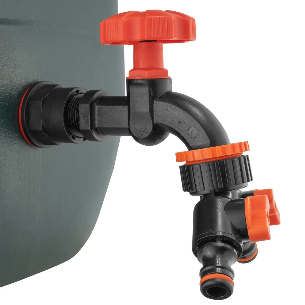Water Butts Kit 3/4" PP Black Tap and Tap Splitter