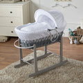 White Dimple Grey Wicker Baby Moses Basket With Stand