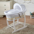 White Dimple White Wicker Baby Moses Basket With Stand