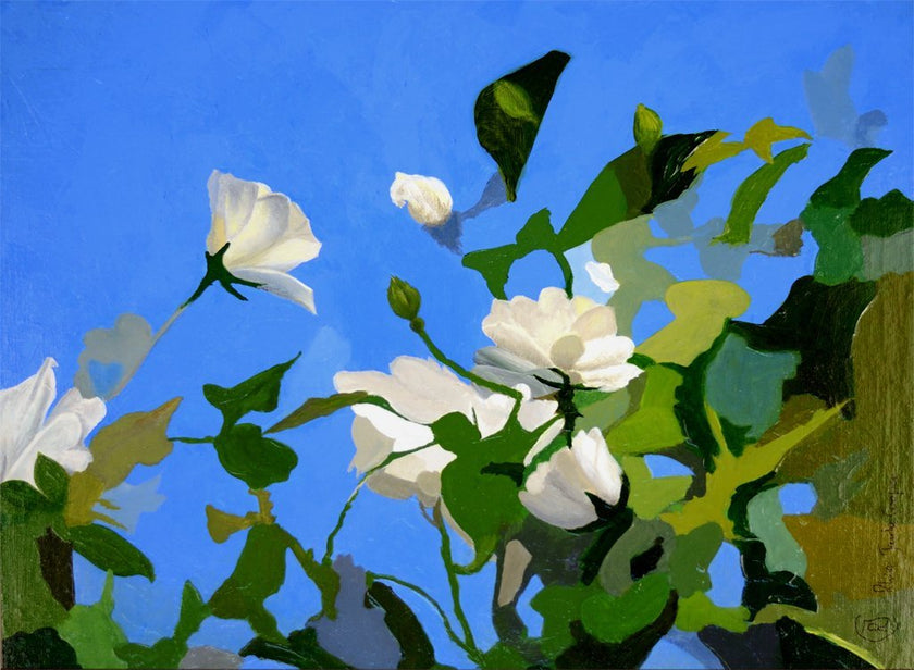 White Roses of York, acrylic painting
