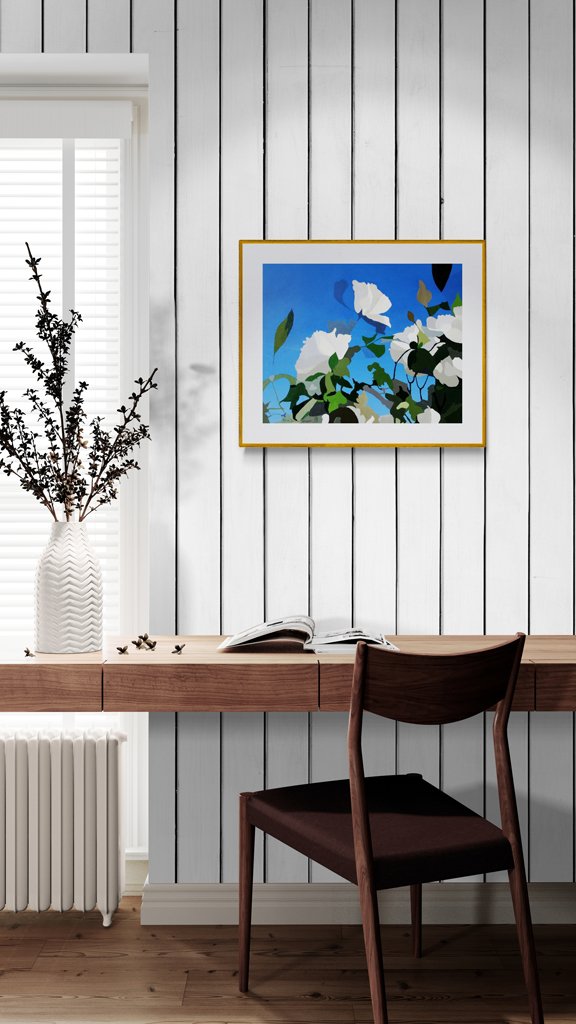 White Roses of York III, acrylic original painting