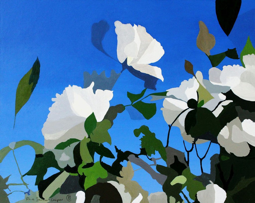 White Roses of York III, acrylic original painting